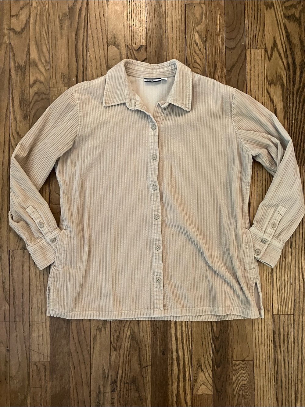 croft & barrow Beige Corduroy Button-Down Shirt with side pockets